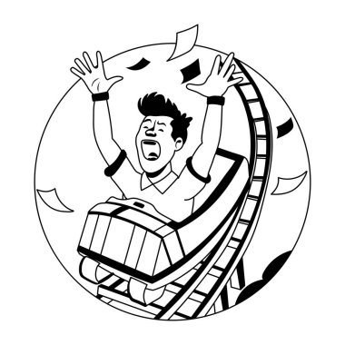 Rollercoaster çiziminde oturan bir çalışan 