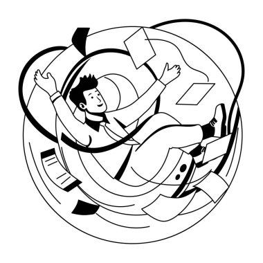 Kabartma biçiminde bir karakterin iş basıncı illüstrasyonu 