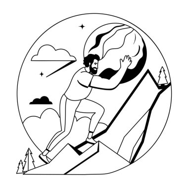 Bir adam kabartma stilinde çizim yapıyor. 