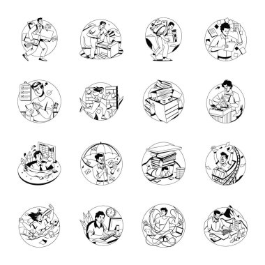 Glyph Biçim Çalışma Yığını Çizimlerinin Koleksiyonu 