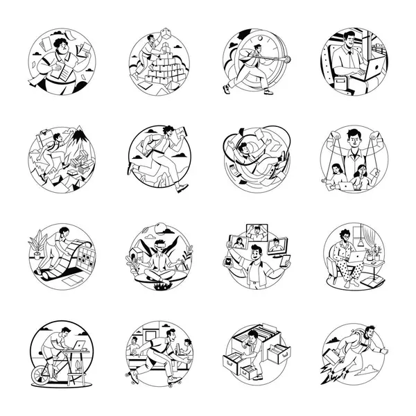 Glyph Çalışma Biçimi Yaşam Dengesi Çizimleri