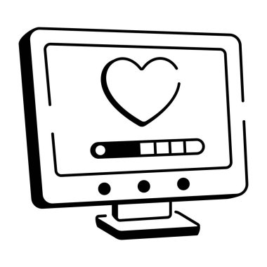 Çevrimiçi romantizmi gösteren bir el çizimi simgesi 