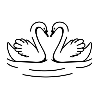 Kuğu sevgisini gösteren karalama tarzı bir simge 