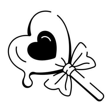 Kalp lolipopunun karalama stili simgesi 