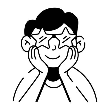 Yıldız gözlüğü takan bir karakter, karalama simgesi 