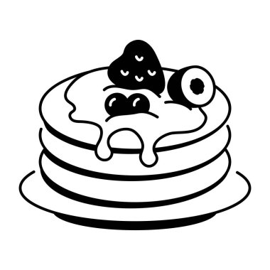 Krep tabağının el çizimi simgesi. 