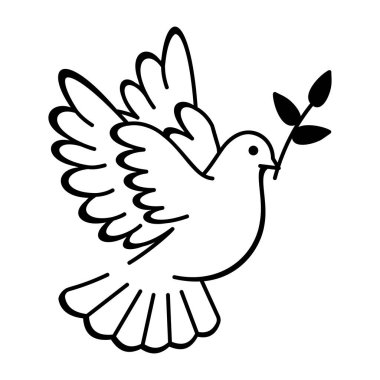 Uçan bir güvercinin el çizimi simgesi. 