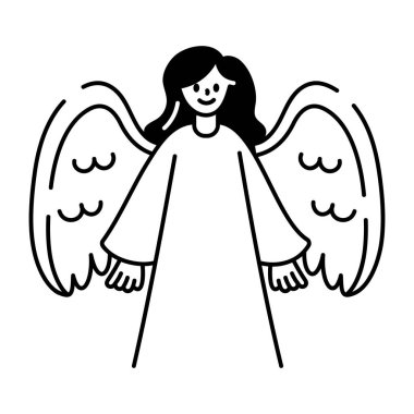 Bir melek karakterinin karalama tarzı simgesi 