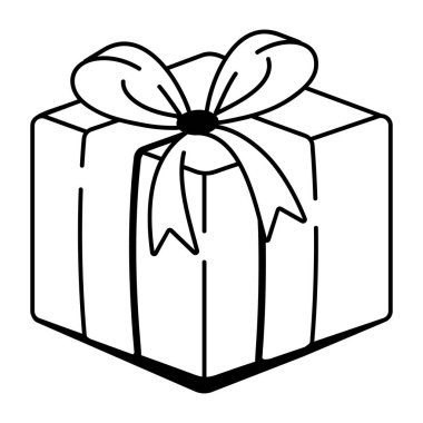Bir hediye kutusunun el çizimi stili simgesi 