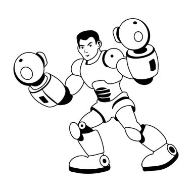 Kabartma biçiminde güçlü yumruk karakteri illüstrasyonu 