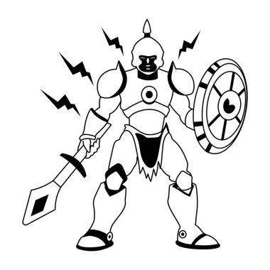 Zırhlı bir savaşçı karakterinin sembolü. 