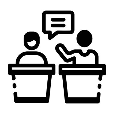 İki öğrenci arasındaki tartışmanın doğrusal simgesi 