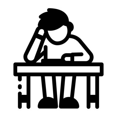 Yorgun bir öğrencinin doğrusal simgesi 