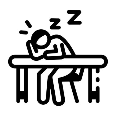 Sınıfta uyuyan bir öğrenci, doğrusal biçim simgesi 
