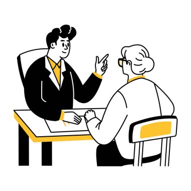 El çizimi tarzında sigorta danışmanı çizimi 