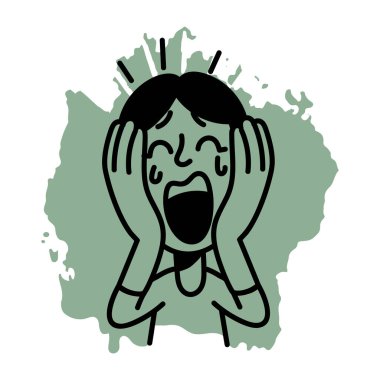 Elle çizilmiş dramatik ağlayan karakter simgesi 