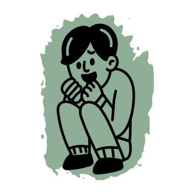 Gergin bir karakterin el çizimi simgesi. 