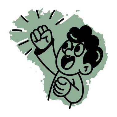 Heyecanlı bir karakterin el çizimi simgesi 