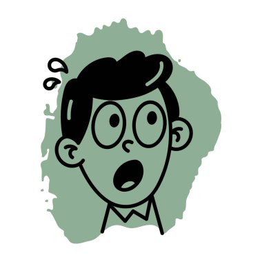 Şaşırmış karakterin el çizimi simgesi, 