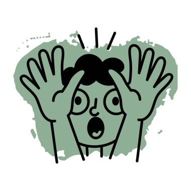 Korkmuş bir karakterin el çizimi simgesi