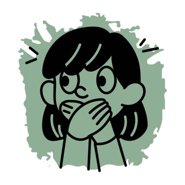 Utangaç bir kızın el çizimi simgesi. 