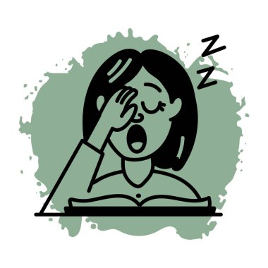 Uykulu bir karakterin el çizimi simgesi. 