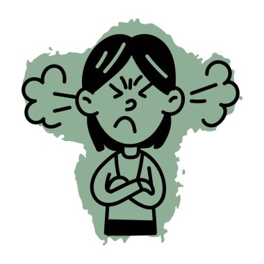 Elle çizilmiş sinirli karakter simgesi 