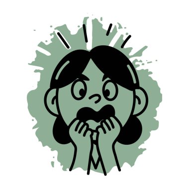 Korkmuş bir karakterin el çizimi simgesi