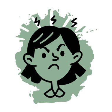 Öfkeli bir karakterin el çizimi simgesi. 