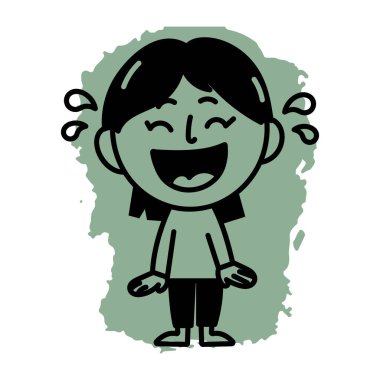Gülen bir kızın el çizimi ikonu. 