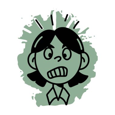 Öfkeli bir karakterin el çizimi simgesi. 