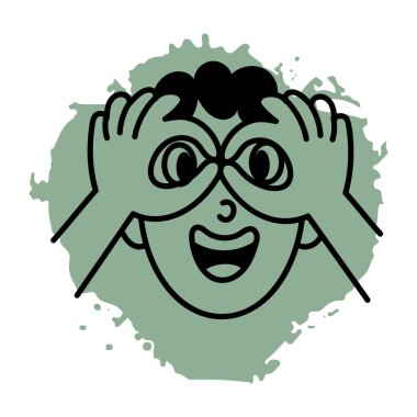 El gözlüğü yapan bir karakter, doodle tarzı simge 