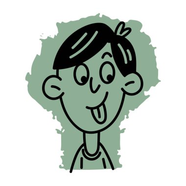 Alay eden bir karakter, karalama stili simgesi 