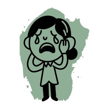 Ağlayan bir karakterin el çizimi simgesi. 