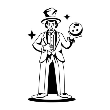 Sihirli bir top tutan bir sihirbazın sembolü. 