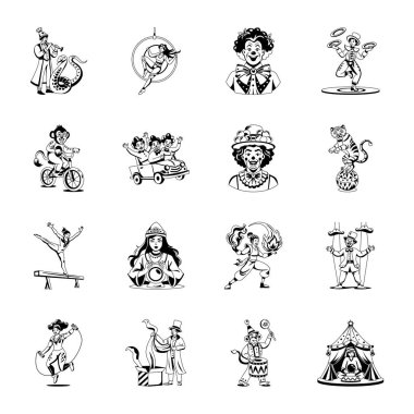 Glyph Biçimli Karnaval Performansı Çizimleri 