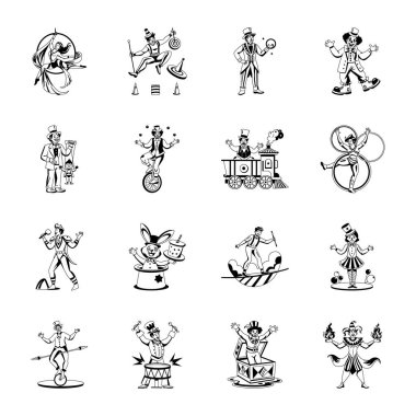 Kabartma Biçimli Sirk Karakterleri Paketi 