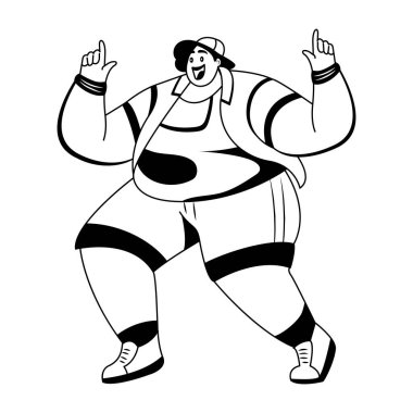 Komik çocuk kabartma stilinde dans ediyor. 