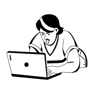 Dizüstü bilgisayar kullanılarak dilden çıkarılan karakterin kabartması 