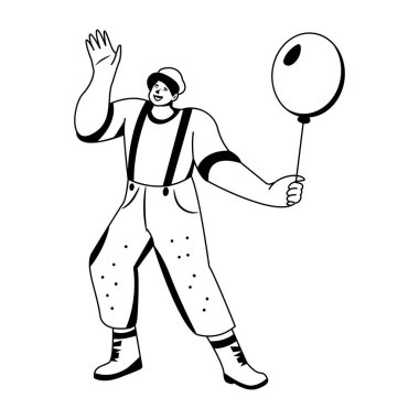 Komik pandomimci karakterinin çizimi 