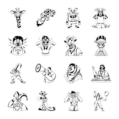 Glyph Biçimli Komik Karakterler Koleksiyonu