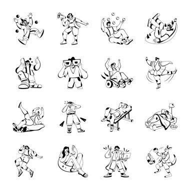 Glyph Tarzı Komik ve Eğlenceli Karakterler Çizimleri 