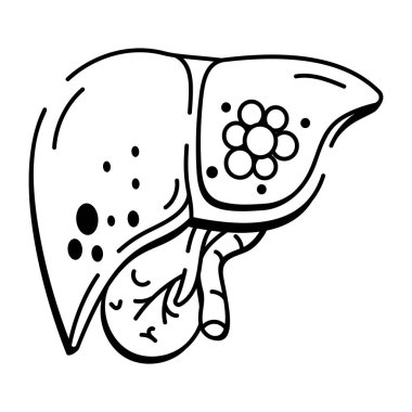 Karaciğer kanserini tasvir eden karalama tarzı bir simge 