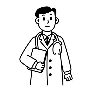 Bir erkek doktorun karalama tarzı simgesi. 