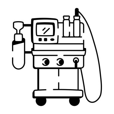 Bir kardiyopulmoner makinenin karalama tarzı simgesi 