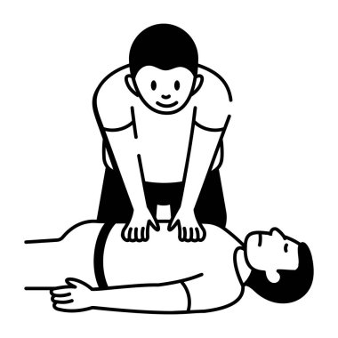 Hastaya suni teneffüs yapan bir karakter, karalama simgesi 