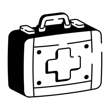 İlk yardım çantasının el çizimi simgesi. 