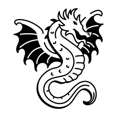 Kanatlı yılan dövmesinin el çizimi simgesi