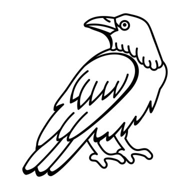 Kuzgun dövmesinin el çizimi simgesi.