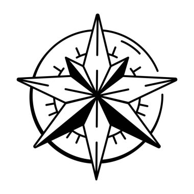 Denizcilik yıldızı dövmesinin el çizimi simgesi